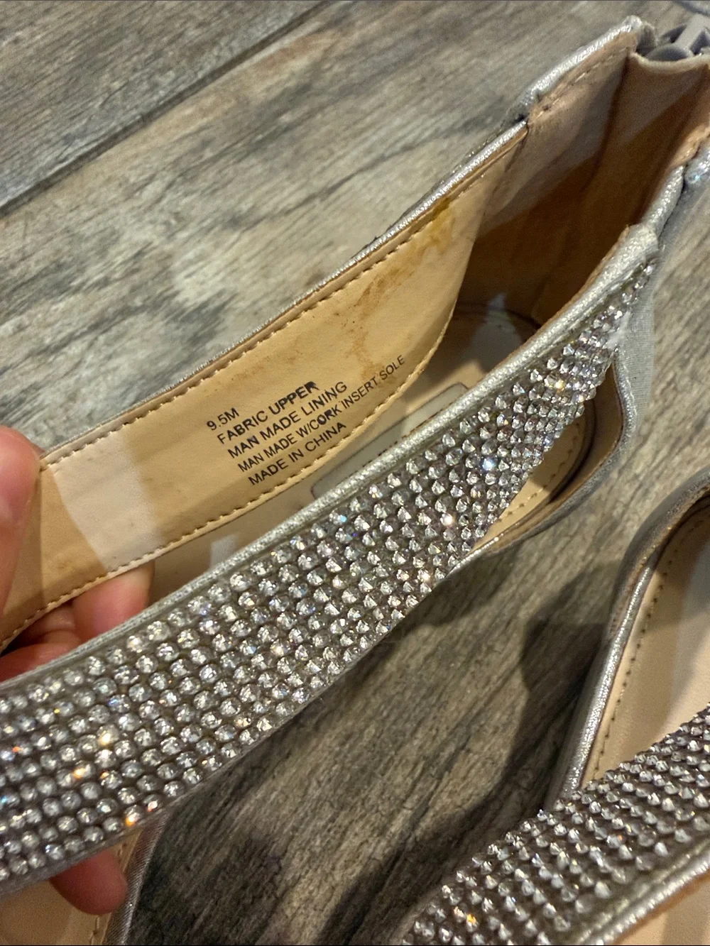 Alex Marie Mersalo Silver Rhinestone wedge dress sandals size 9.5